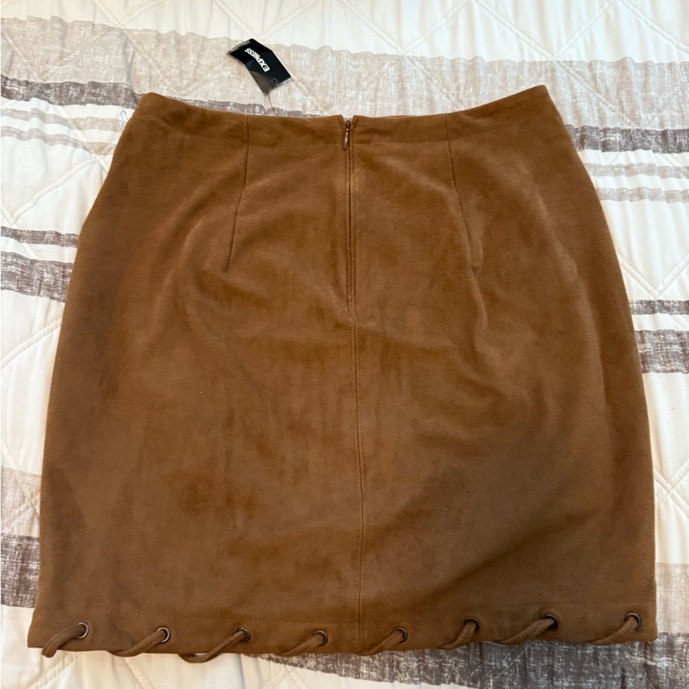 Express suede  Asymmetrical Brown Skirt - Picture 3 of 3